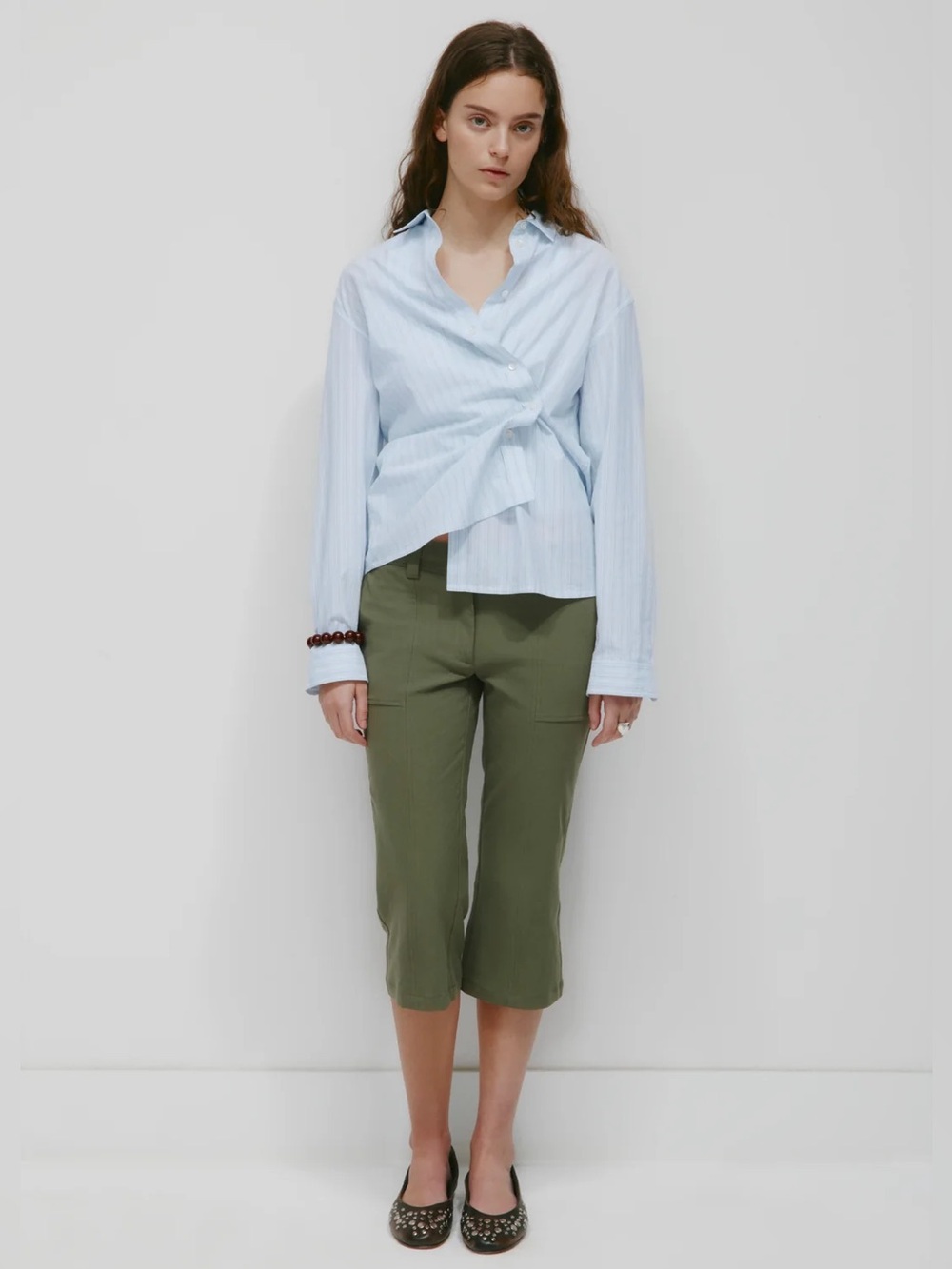 NWT KOTN Women's Linen Capri dusty olive green cropped pants low-rise y2k SZ 14